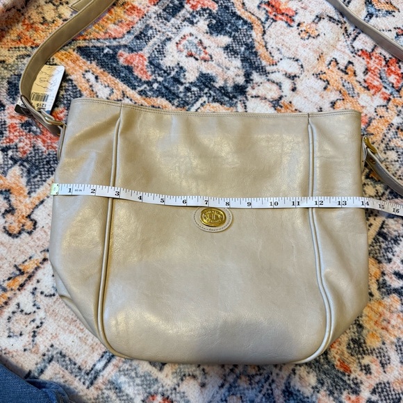 Vintage Austin Designs Leather Cream Crossbody Shoulder Bag - Neutral Purse - Picture 6 of 10